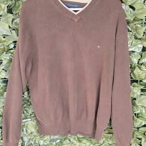 Tommy Hilfiger Men's V-Neck Sweater - Brown